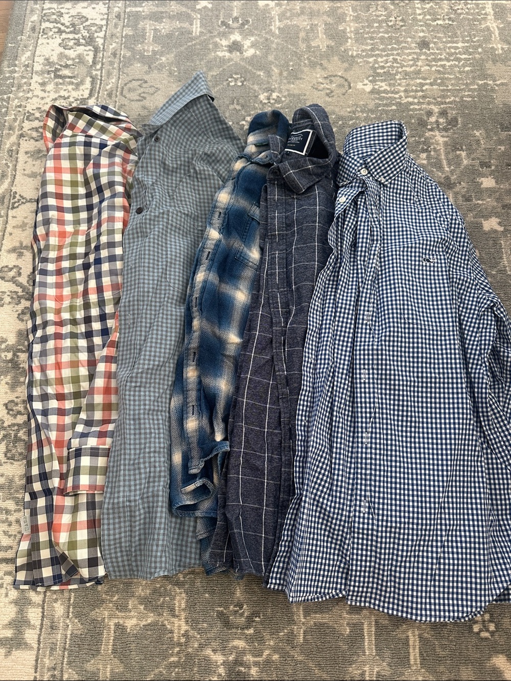 Bundle (5x) of Men’s Blue Orvis & Vineyard Vines Dress & Flannel Shirts | L
